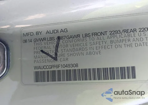 2015 Audi A3 1.8T Premium z USA, uszkodzony, nr VIN WAUCCGFF6F1049308